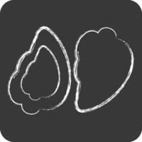icoon oester. verwant naar zeevruchten symbool. krijt stijl. gemakkelijk ontwerp illustratie vector