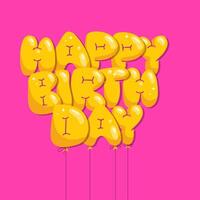 vlak hand- getrokken ballon tekst van gelukkig verjaardag Aan de roze achtergrond. concept van viering en gelukkig verjaardag vakantie. typografie poster sjabloon. vector