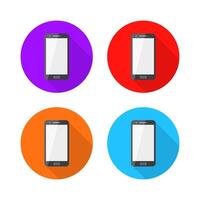 kleurrijk mobiel smartphone circulaire schaduw pictogrammen vector
