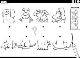 bij elkaar passen helften werkzaamheid met tekenfilm honden tekens kleur bladzijde vector