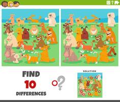 verschillen spel met tekenfilm honden dieren groep vector