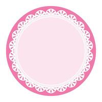 gemakkelijk elegant roze circulaire kader versierd met ronde geschulpte kant ontwerp vector