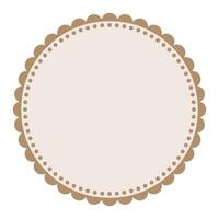 zacht en gemakkelijk licht bruin gekleurde blanco circulaire sticker etiket element ontwerp met decoratief grens ornamenten vector