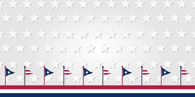 Amerikaans nationaal vakantie achtergrond met ons vlag. ontwerp vrij kopiëren ruimte Oppervlakte. sjabloon voor banier, groet kaart, uitnodiging, sociaal media, web. vector