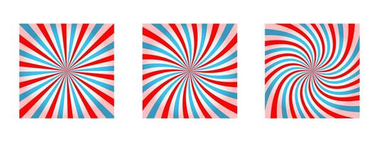 roze en blauw radiaal strepen met gedraaid effect. pinwheel patroon. circus, carnaval of maskerade achtergrond. bubbel gom, zoet lolly snoep, ijs room structuur vector