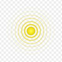 geel punt met concentrisch cirkels. symbool van doel, doelwit, pijn, genezing, pijn doen, pijnstillend. ronde lokalisatie icoon. radar, geluid of sonar Golf teken vector