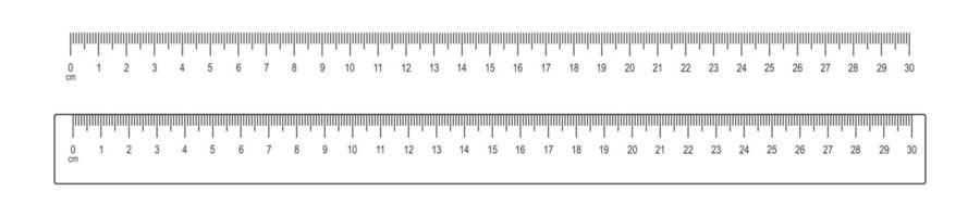 30 centimeter schaal en heerser sjabloon. wiskunde of meetkundig gereedschap voor afstand, hoogte of lengte meting met opmaak en getallen vector