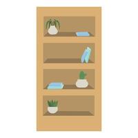 school- garderobe, meubilair met boeken en planten. terug naar school- editie, vlak vector