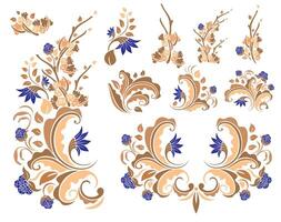 decoratief bloemen wijnoogst kaders en borders set. ontwerp. bloemen ornament. vector