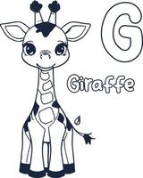 giraffe illustratie zwart en wit giraffe alfabet kleur boek of bladzijde voor kinderen vector