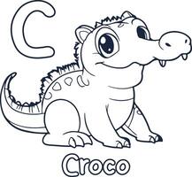 krokodil vecto illustratie zwart en wit krokodil alfabet kleur boek of bladzijde voor kinderen vector