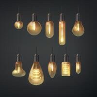 modern ontwerp filament geel lampen in reeks vector