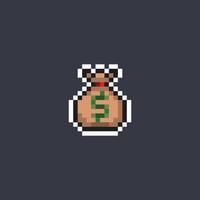 geld zak in pixel kunst stijl vector