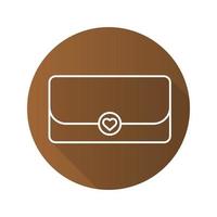 clutch bag plat lineaire lange schaduw pictogram. vector lijn symbool