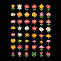 gemakkelijk abstract hand- getrokken divers vormen en vlak bloem. natuur bloemen en bladeren illustratie Aan wit achtergrond vector