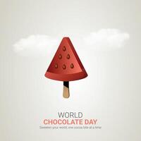 wereld chocola dag creatief advertenties ontwerp. wereld chocola dag, juli 7, chocola achtergrond 3d illustratie. vector