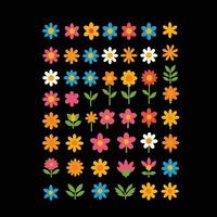 gemakkelijk abstract hand- getrokken divers vormen en vlak bloem. natuur bloemen en bladeren illustratie Aan wit achtergrond vector