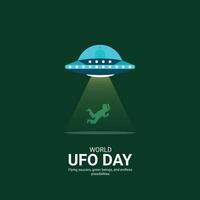 wereld ufo dag creatief advertenties.wereld ufo dag ontwerp, juli 2, illustratie Aan nacht heelal helling kleur achtergrond ontwerp vector