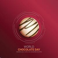 wereld chocola dag creatief advertenties ontwerp. wereld chocola dag, juli 7, chocola achtergrond 3d illustratie. vector