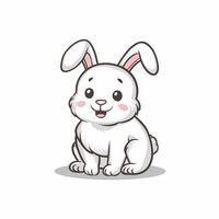 schattig tekenfilm konijnen. grappig harig grijs hazen, Pasen konijntjes staan, zitten, rennen, springen, slapen. reeks van vlak tekenfilm illustraties geïsoleerd Aan wit achtergrond vector