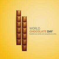 wereld chocola dag creatief advertenties ontwerp. wereld chocola dag, juli 7, chocola achtergrond 3d illustratie. vector