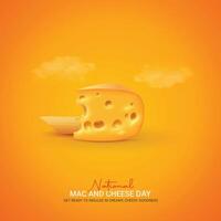 webnationaal Mac en kaas dag creatief advertenties ontwerp. nationaal Mac en kaas dag, juli 14, , 3d illustratie vector