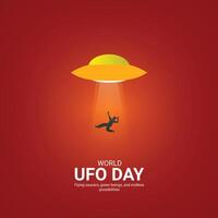 wereld ufo dag creatief advertenties.wereld ufo dag ontwerp, juli 2, illustratie Aan nacht heelal helling kleur achtergrond ontwerp vector