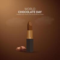 wereld chocola dag creatief advertenties ontwerp. wereld chocola dag, juli 7, chocola achtergrond 3d illustratie. vector
