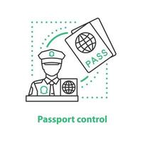 pass controle service concept icoon. veiligheidscontrole idee dunne lijn illustratie. grens bescherming. vector geïsoleerde overzichtstekening