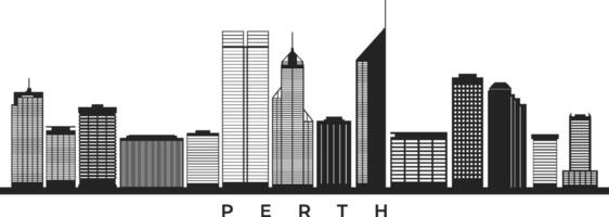 Perth stad horizon silhouet illustratie vector