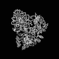 bloemen kunst bloem ontwerp afdrukken zwart en wit, hand- tekeningen lijnen van bloemen zwart achtergrond, kant bloem, boeket, bloemen schets , naadloos zwart wit bloem, boeket van bloemen getrokken monochroom vector
