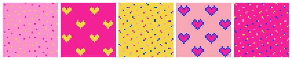 reeks van abstract kleurrijk helder naadloos patronen van pixels, 8-bits vector