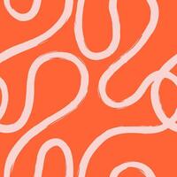 abstract naadloos patroon van lijnen Aan een oranje achtergrond, kronkels, doodles getrokken door hand- met een ruw borstel vector