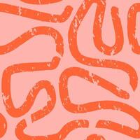 abstract naadloos patroon van breed lijnen Aan een oranje achtergrond, krabbels, hand- getrokken ontwerpen met een ruw borstel vector