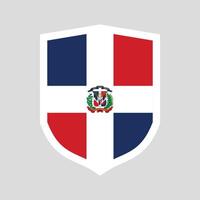 dominicaans republiek vlag in schild vorm kader vector