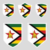 Zimbabwe vlag in schild vorm kader vector