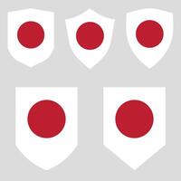 reeks van Japan vlag in schild vorm kader vector