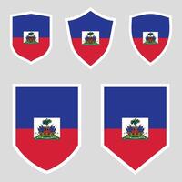 reeks van Haïti vlag in schild vorm kader vector