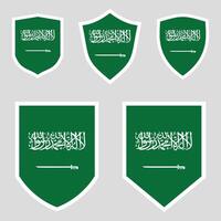 reeks van saudi Arabië vlag in schild vorm vector