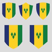 reeks van heilige vincent en de grenadines vlag in schild vorm vector