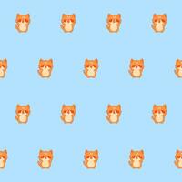 schattig kawaii kat karakter naadloos patroon. kinderachtig grappig textiel kleding stof afdrukken staal. tekenfilm positief kat dier gelukkig verjaardag geschenk omhulsel papier ontwerp vector