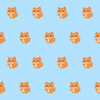 schattig kawaii kat karakter naadloos patroon. kinderachtig grappig textiel kleding stof afdrukken staal. tekenfilm positief kat dier gelukkig verjaardag geschenk omhulsel papier ontwerp vector