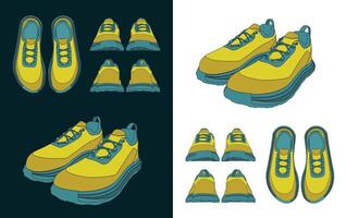 sportschoenen tekeningen kleur illustraties vector