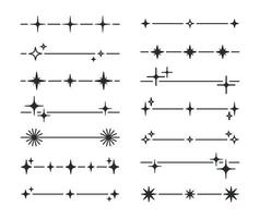 minimalistische y2k verdelers. modieus abstract grens lijsten, borders met sterren en schittert, meetkundig schets verdelers vlak illustratie set. modern y2k esthetisch elementen vector