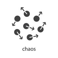 chaos glyph-pictogram. silhouet symbool. chaotische beweging. negatieve ruimte. vector geïsoleerde illustratie
