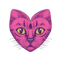 hart vormig kat wijnoogst illustratie vector