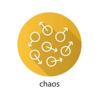 chaos plat lineaire lange schaduw pictogram. chaotische beweging. vector lijn symbool