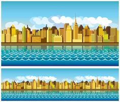 illustratie van een panorama van een groot stad. naadloos horizontaal als nodig. vector