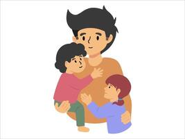 vader met zoon en dochter of avatar icoon illustratie vector