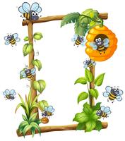 Bee op houten frame vector